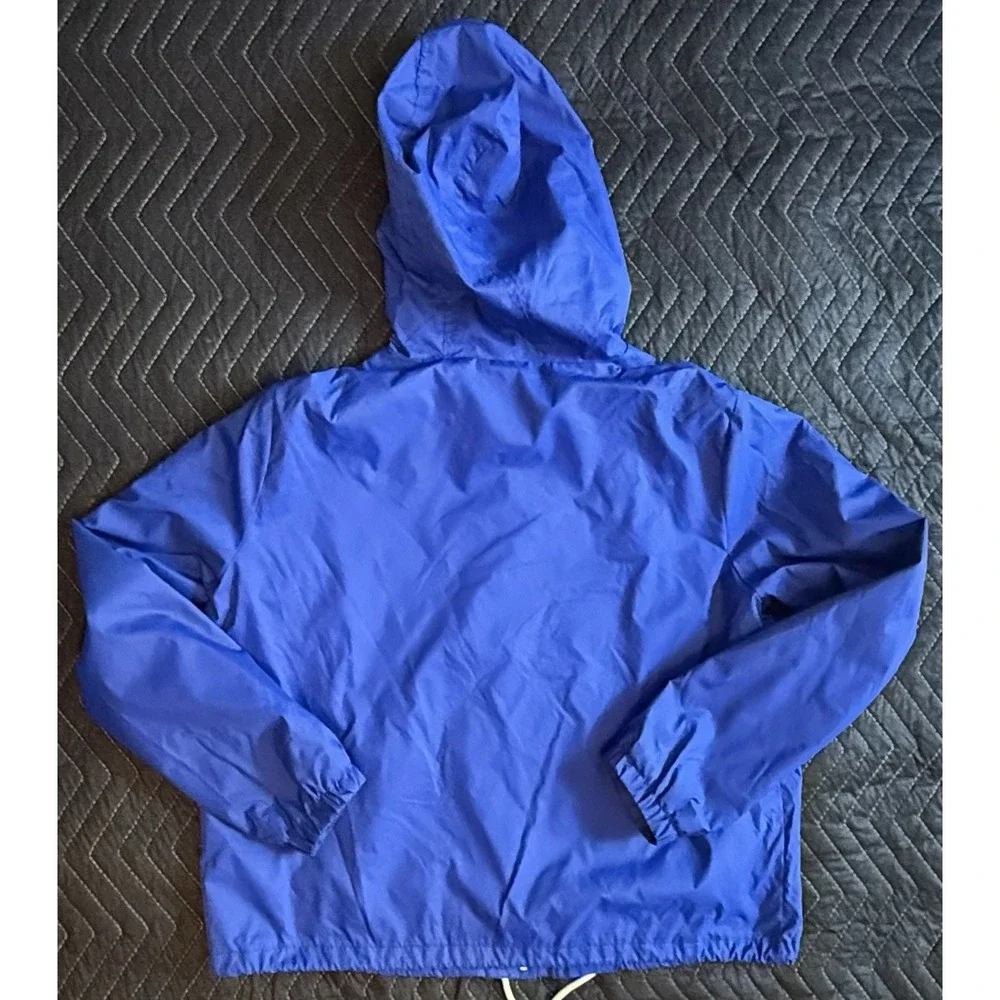 Levi's Jacket Mens L Blue Hooded Nylon Windbreaker Lined Snap Front 90s